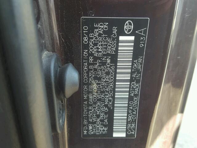 JTKJF5C70B3002561 - 2011 TOYOTA SCION TC 紫色 照片 10