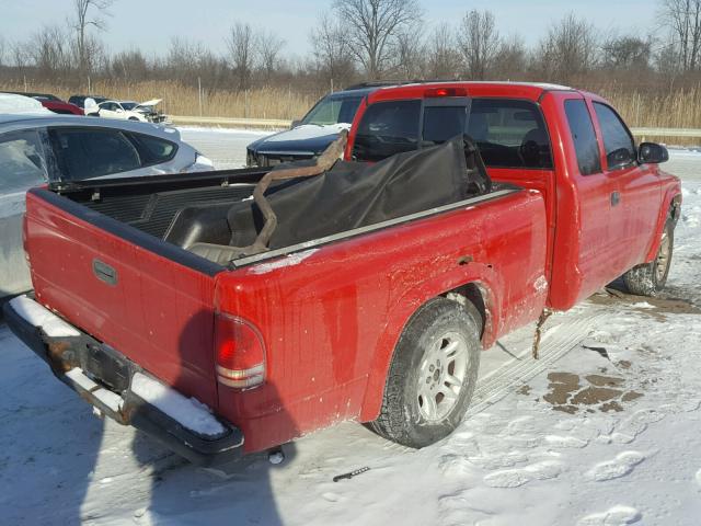 1D7GL12K04S686437 - 2004 DODGE DAKOTA SXT RED photo 4