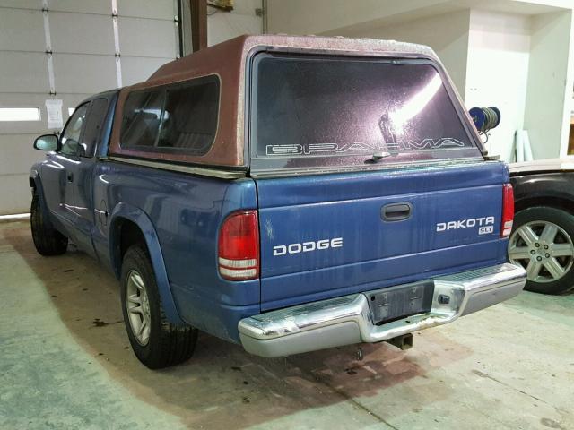 1D7HL42X93S151378 - 2003 DODGE DAKOTA SLT BLUE photo 3