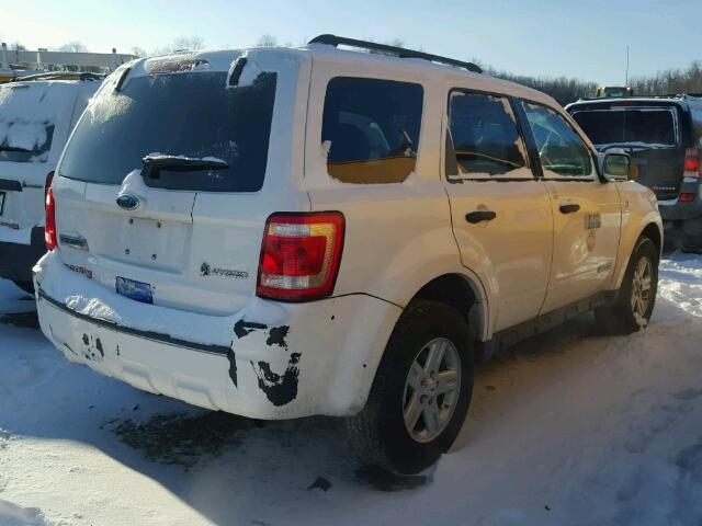 1FMCU59H58KB12540 - 2008 FORD ESCAPE HEV WHITE photo 4