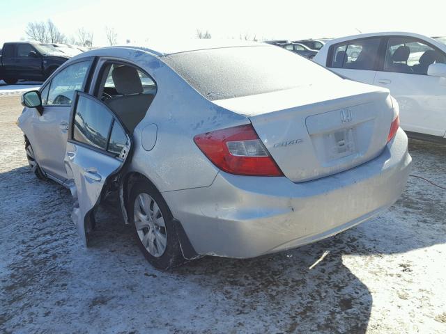 19XFB2F52CE099452 - 2012 HONDA CIVIC LX SILVER photo 3