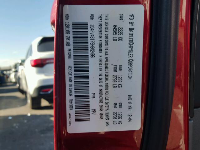 2D4FV48T75H602496 - 2005 DODGE MAGNUM SE RED photo 10