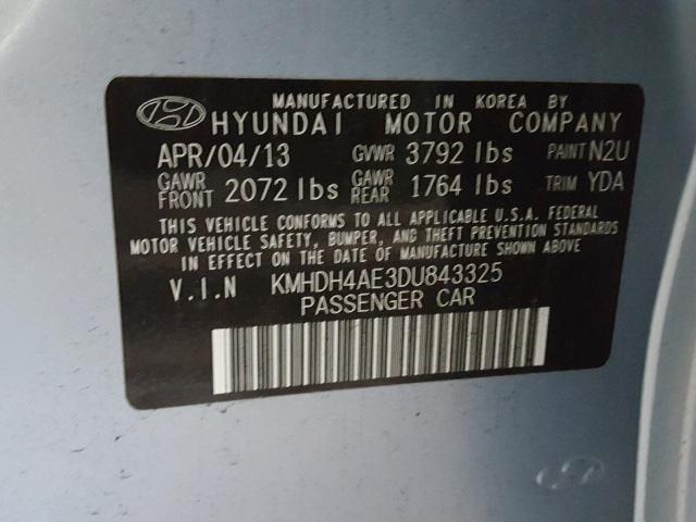 KMHDH4AE3DU843325 - 2013 HYUNDAI ELANTRA GL BLUE photo 10