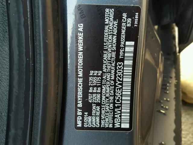 WBAVL1C56EVY23033 - 2014 BMW X1 XDRIVE2 GRAY photo 10