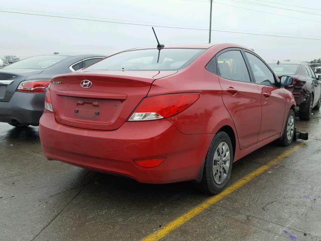 KMHCT4AE4GU126995 - 2016 HYUNDAI ACCENT SE RED photo 4