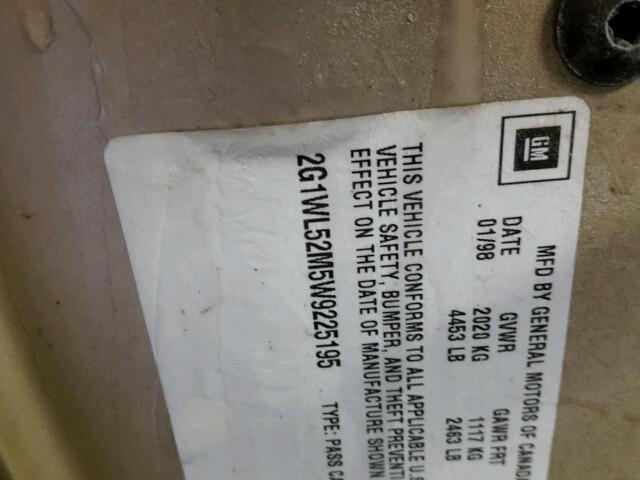 2G1WL52M5W9225195 - 1998 CHEVROLET LUMINA BAS 棕色 照片 10