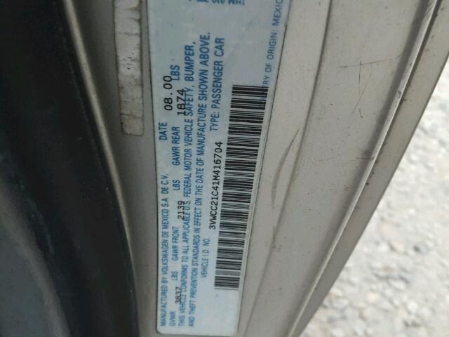 3VWCC21C41M416704 - 2001 VOLKSWAGEN NEW BEETLE 银色 照片 10