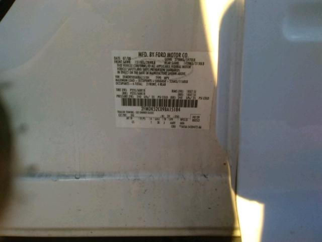 2FMDK52C09BA15184 - 2009 FORD FLEX SEL თეთრი ფოტო 10