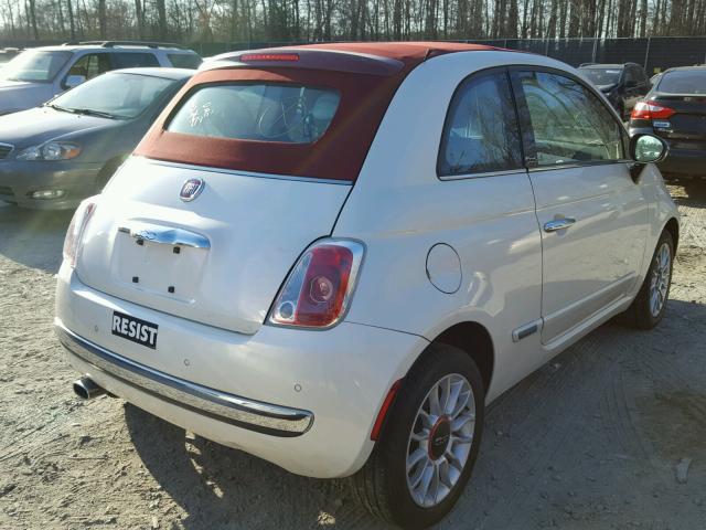 3C3CFFER5CT265109 - 2012 FIAT 500 LOUNGE WHITE photo 4