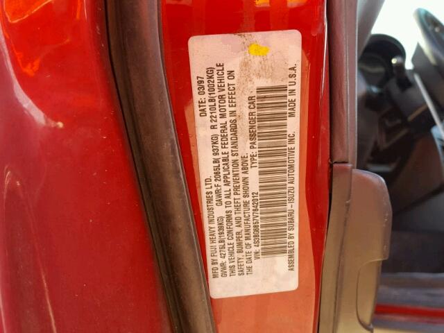 4S3BG6857V7642012 - 1997 SUBARU LEGACY OUT RED photo 10