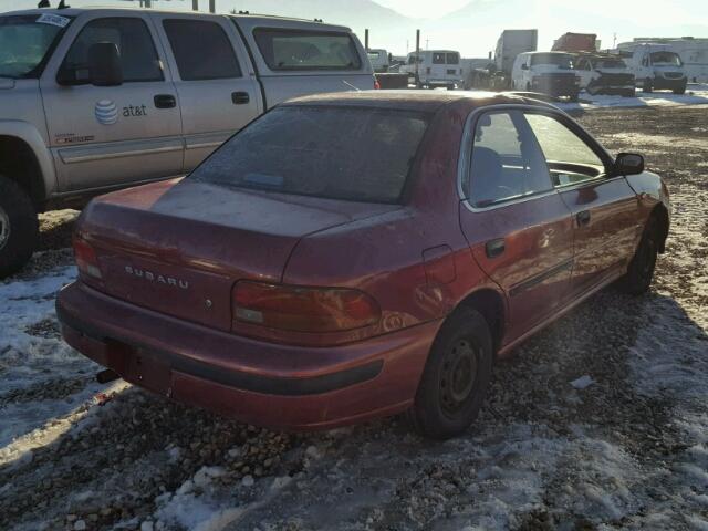 JF1GC2448PK519154 - 1993 SUBARU IMPREZA L MAROON photo 4