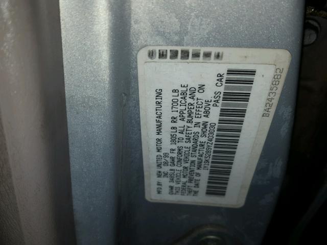 1Y1SK5289YZ403030 - 2000 CHEVROLET GEO PRIZM 银色 照片 10