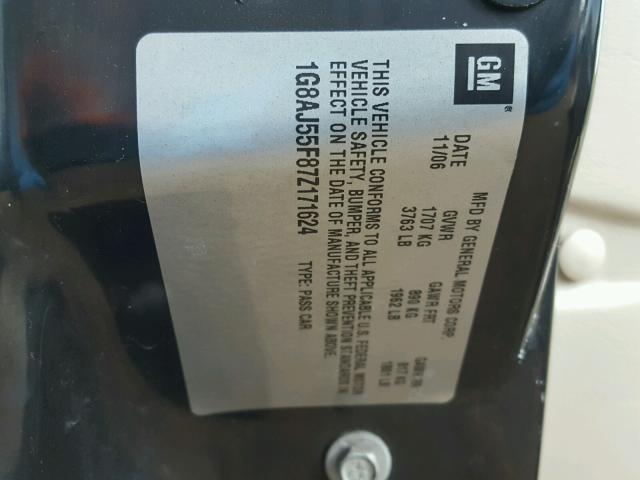 1G8AJ55F87Z171624 - 2007 SATURN ION LEVEL 蓝色 照片 10