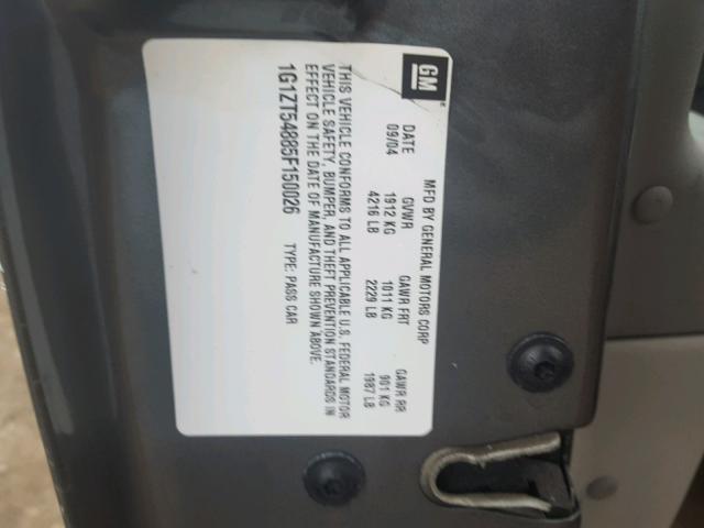 1G1ZT54885F150026 - 2005 CHEVROLET MALIBU LS ნაცრისფერი ფოტო 10