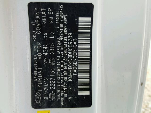 KMHHT6KD8DU089789 - 2013 HYUNDAI GENESIS CO WHITE photo 10