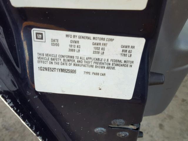 1G2NE52T1YM825906 - 2000 PONTIAC GRAND AM S 蓝色 照片 10