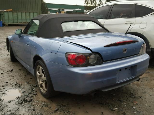 JHMAP11452T004908 - 2002 HONDA S2000 BLUE photo 3