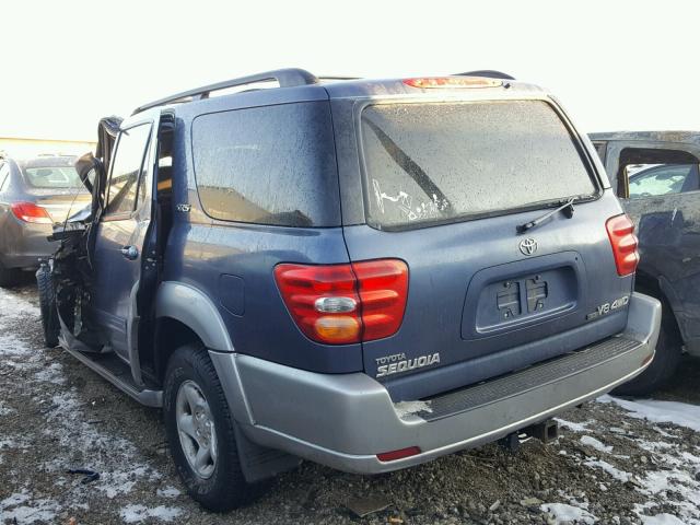 5TDBT44A12S075252 - 2002 TOYOTA SEQUOIA SR BLUE photo 3