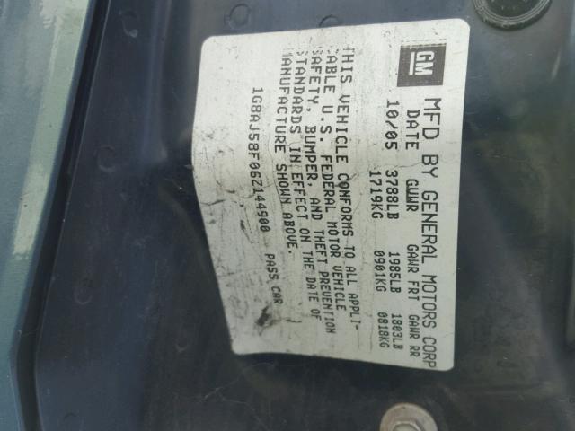 1G8AJ58F06Z144900 - 2006 SATURN ION LEVEL 绿色 照片 10