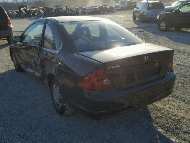 1HGEM22522L051906 - 2002 HONDA CIVIC LX BLACK photo 3