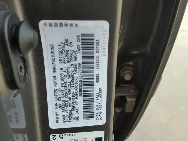 1NXBR30E87Z771588 - 2007 TOYOTA COROLLA CE GRAY photo 10