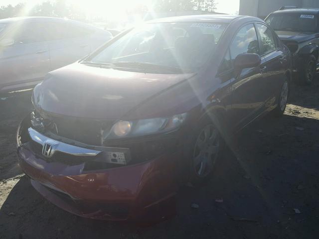 2HGFA1F55AH542841 - 2010 HONDA CIVIC LX MAROON photo 2