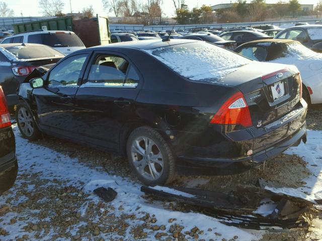 3FAHP0HGXCR176421 - 2012 FORD FUSION SE BLACK photo 3