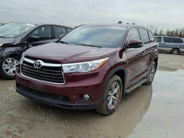 5TDZKRFH4FS096322 - 2015 TOYOTA HIGHLANDER MAROON photo 2