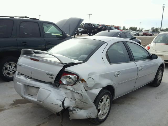 1B3ES56C35D285387 - 2005 DODGE NEON SXT SILVER photo 4