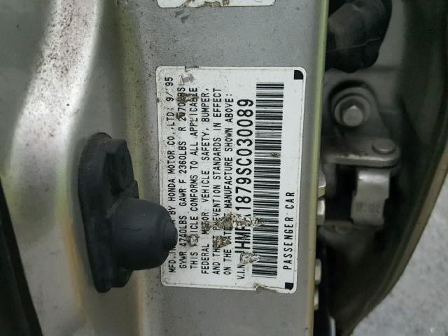 JHMRA1879SC030089 - 1995 HONDA ODYSSEY EX SILVER photo 10