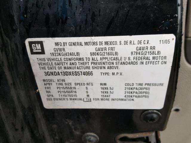 3GNDA13DX6S574066 - 2006 CHEVROLET HHR LS Negro foto 10