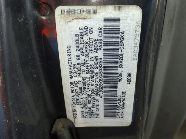 4T1BG28K8XU538353 - 1999 TOYOTA CAMRY CE SILVER photo 10