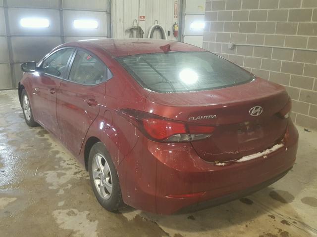 5NPDH4AE1FH553909 - 2015 HYUNDAI ELANTRA SE RED photo 3