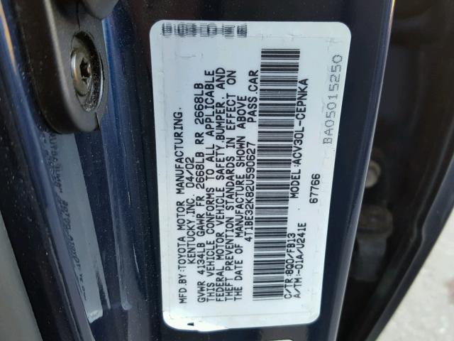 4T1BE32K82U590627 - 2002 TOYOTA CAMRY LE BLACK photo 10