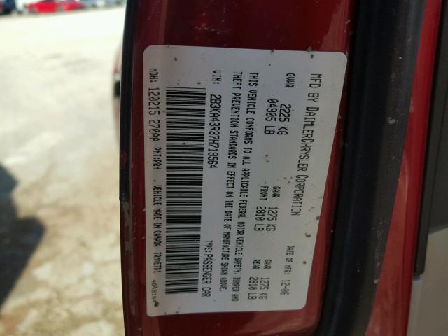 2B3KA43R37H719564 - 2007 DODGE CHARGER SE RED photo 10