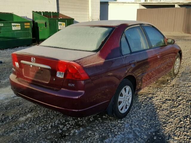 2HGES26773H541435 - 2003 HONDA CIVIC EX მუქწითელი ფოტო 4