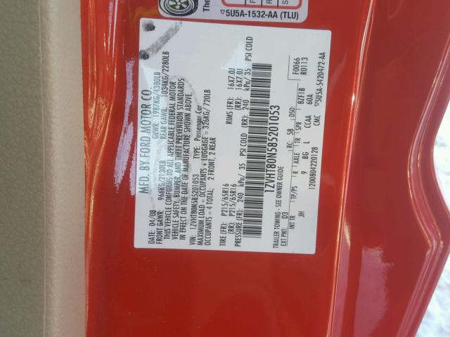 1ZVHT80N585201053 - 2008 FORD MUSTANG RED photo 10