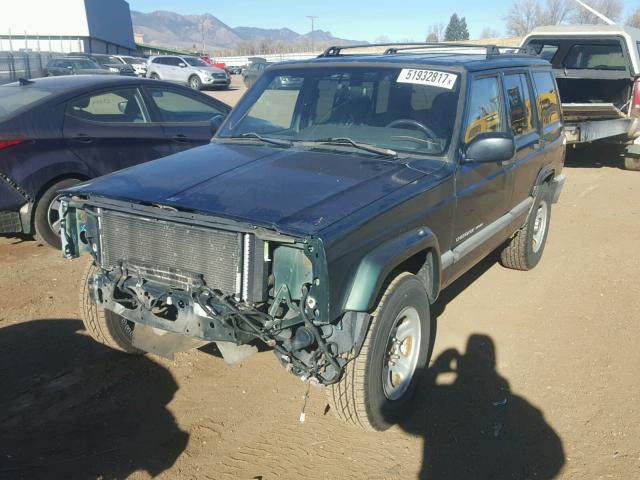 1J4FF48S6YL159373 - 2000 JEEP CHEROKEE S GREEN photo 2