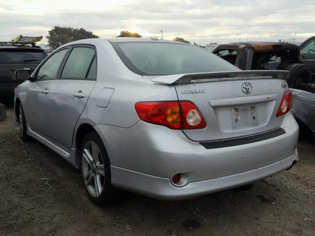 1NXBE40E49Z078621 - 2009 TOYOTA COROLLA XR SILVER photo 3