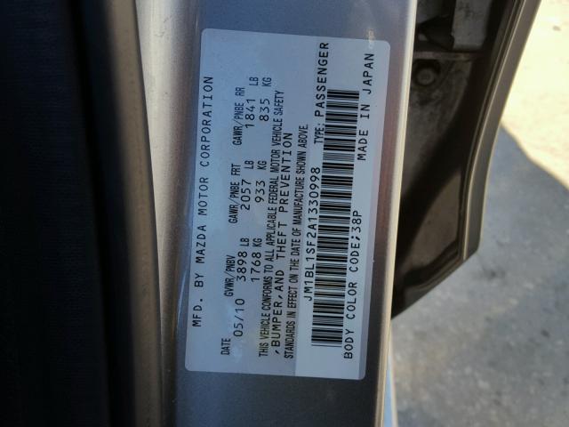 JM1BL1SF2A1330998 - 2010 MAZDA 3 I SILVER photo 10