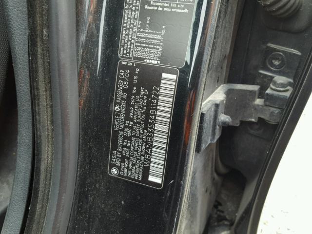 WBANB33534B114722 - 2004 BMW 545 I BLACK photo 10