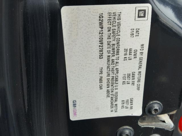 1G2WP1210VF278763 - 1997 PONTIAC GRAND PRIX Սև լուսանկար 10