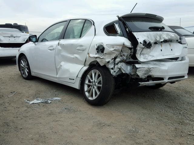 JTHKD5BH7D2166425 - 2013 LEXUS CT 200 WHITE photo 3