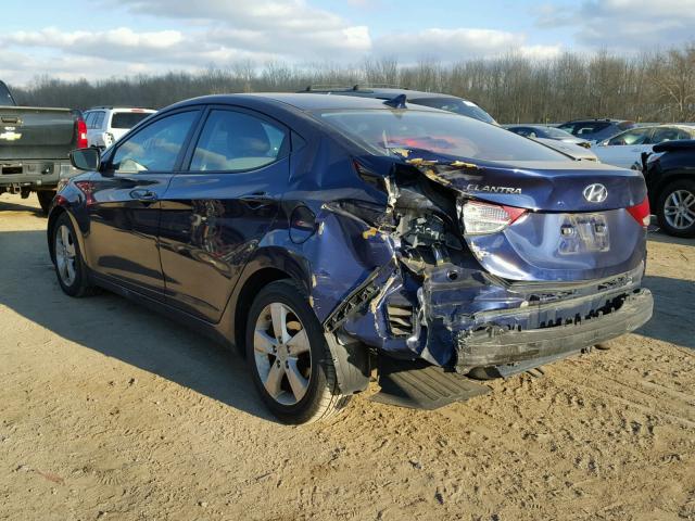 5NPDH4AE6DH375752 - 2013 HYUNDAI ELANTRA GL BLUE photo 3