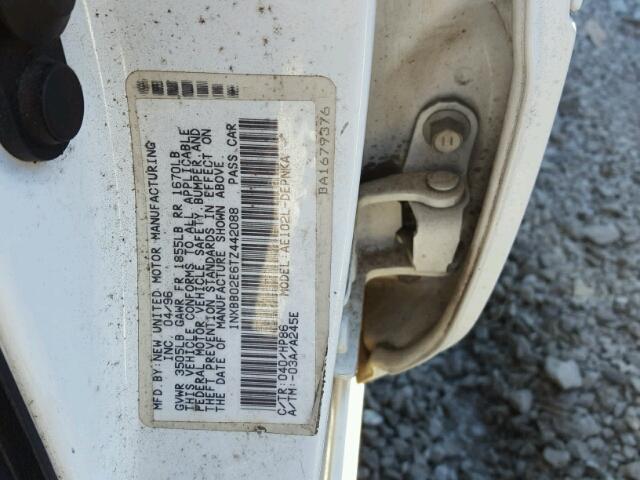 1NXBB02E6TZ442088 - 1996 TOYOTA COROLLA DX WHITE photo 10