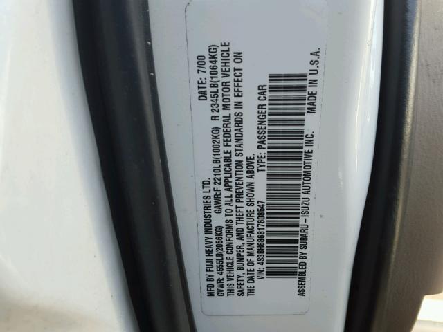 4S3BH686817608547 - 2001 SUBARU LEGACY OUT WHITE photo 10