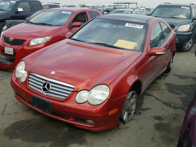 WDBRN47J32A221277 - 2002 MERCEDES-BENZ C 230K SPO RED photo 2