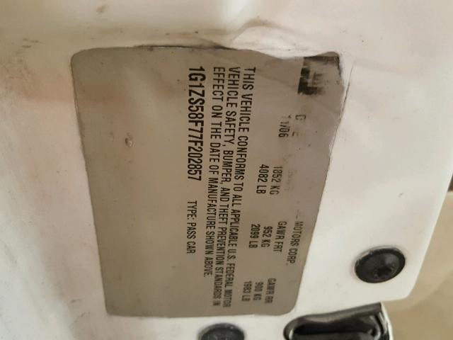 1G1ZS58F77F202857 - 2007 CHEVROLET MALIBU LS თეთრი ფოტო 10