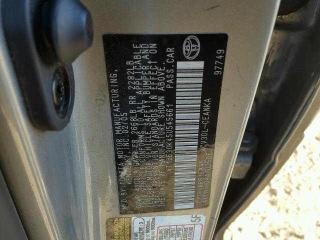 4T1BE30K45U545661 - 2005 TOYOTA CAMRY LE GRAY photo 10