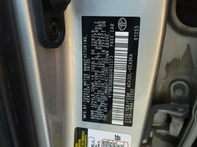 4T1BE32K66U652273 - 2006 TOYOTA CAMRY LE SILVER photo 10